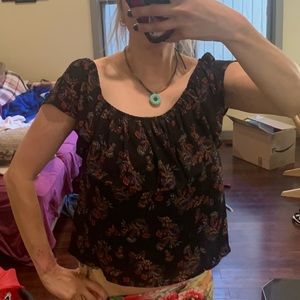 Forever 21 black floral shirt